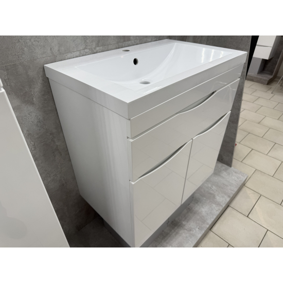 Тумба с раковиной AURA Андрея 75-1 напольная, белая