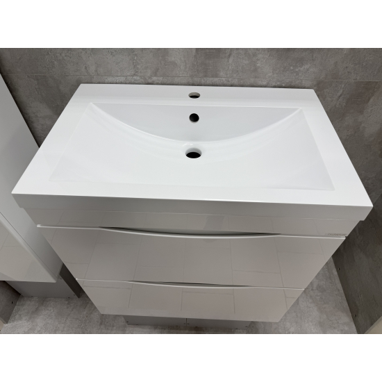 Тумба с раковиной AURA Андрея 75-2 напольная, белая