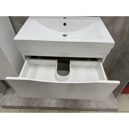 Тумба с раковиной AURA Андрея 75-2 напольная, белая