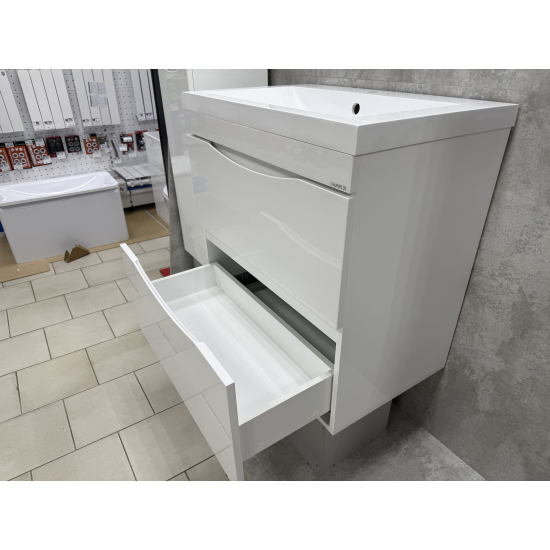 Тумба с раковиной AURA Андрея 75-2 напольная, белая