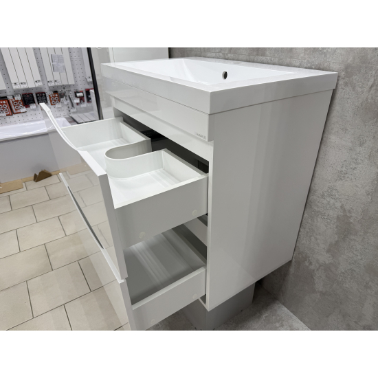 Тумба с раковиной AURA Андрея 75-2 напольная, белая