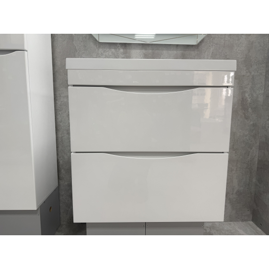 Тумба с раковиной AURA Андрея 75-2 напольная, белая