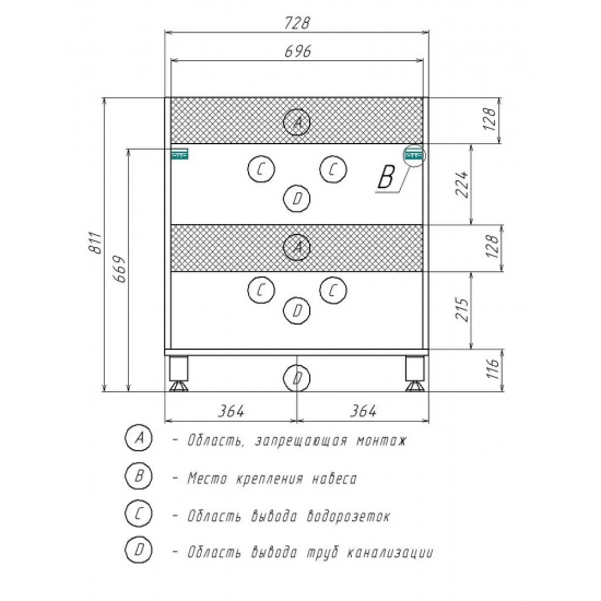 Тумба с раковиной AURA Андрея 75-2 напольная, белая