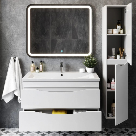 Тумба с раковиной AURA Андрея 75-2 пд подвесная, белая