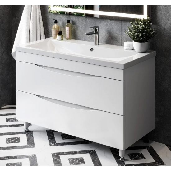 Тумба с раковиной AURA Андрея 80-2 напольная, белая