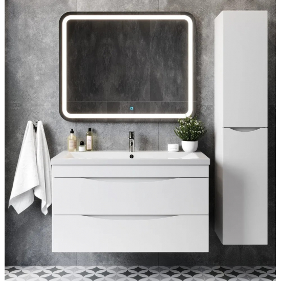 Тумба с раковиной AURA Андрея 90-2 пд подвесная, белая