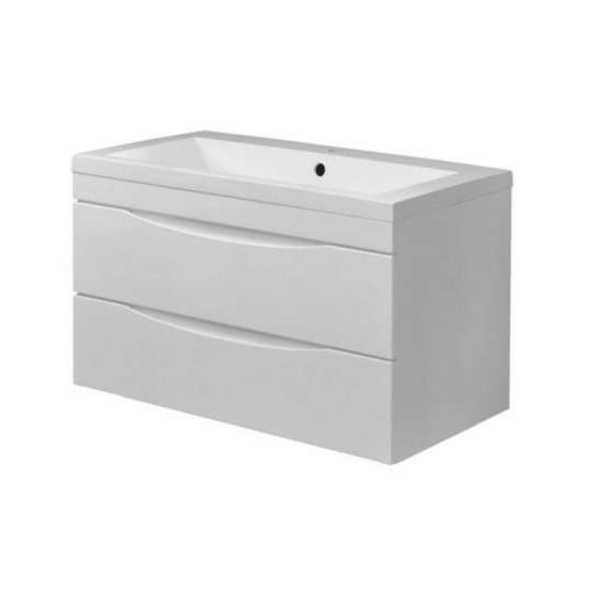 Тумба с раковиной AURA Андрея 90-2 пд подвесная, белая