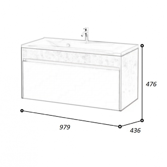 Тумба с раковиной AURA Элен 100 пд подвесная