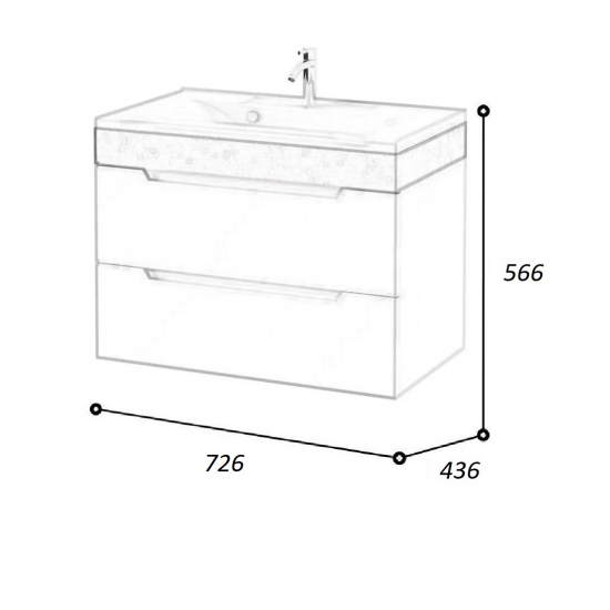 Тумба с раковиной AURA Элен 75-2 пд подвесная