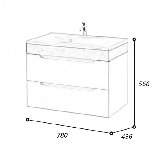 Тумба с раковиной AURA Элен 80-2 пд подвесная