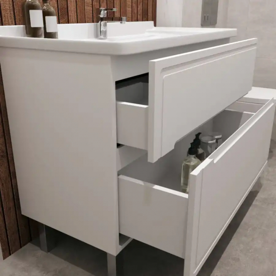 Тумба с раковиной AURA Izabel 100-2 напольная, белая