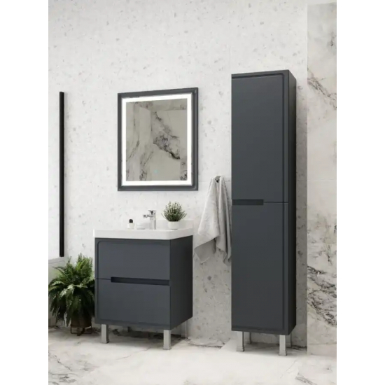 Тумба с раковиной AURA Izabel 60-2 напольная, графит