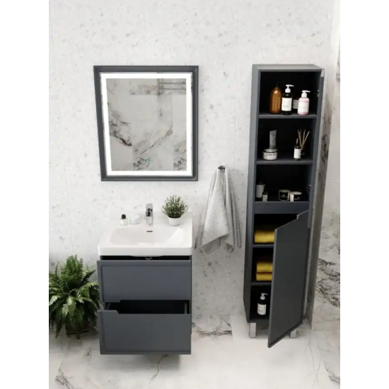 Тумба с раковиной AURA Izabel 60-2 напольная, графит