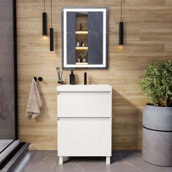 Тумба с раковиной AURA Лаура 60-2 напольная, белая