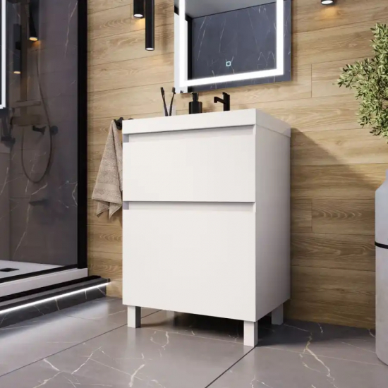 Тумба с раковиной AURA Лаура 60-2 напольная, белая