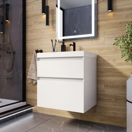 Тумба с раковиной AURA Лаура 60-2 пд подвесная, белая