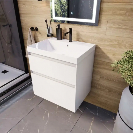 Тумба с раковиной AURA Лаура 60-2 пд подвесная, белая