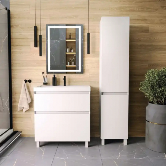 Тумба с раковиной AURA Лаура 70-2 напольная, белая