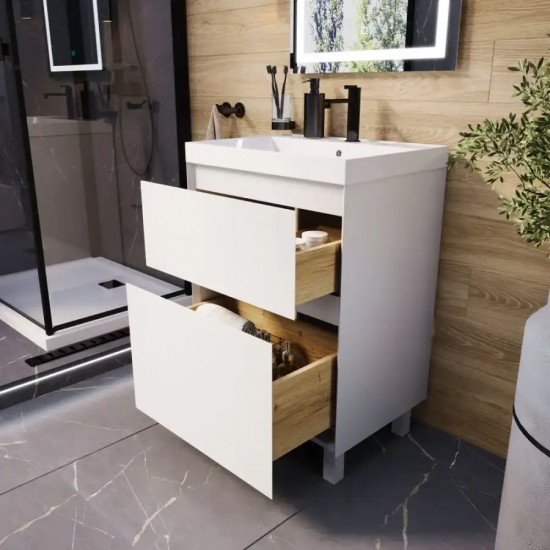 Тумба с раковиной AURA Лаура 70-2 напольная, белая