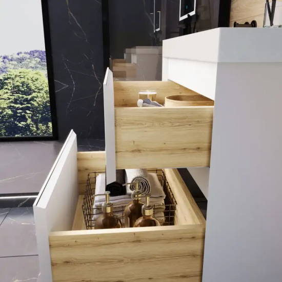 Тумба с раковиной AURA Лаура 70-2 напольная, белая