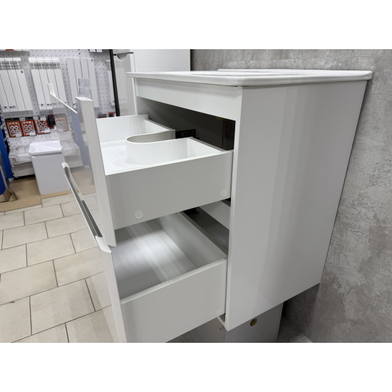 Тумба с раковиной AURA Lotos 70-2 напольная, белая