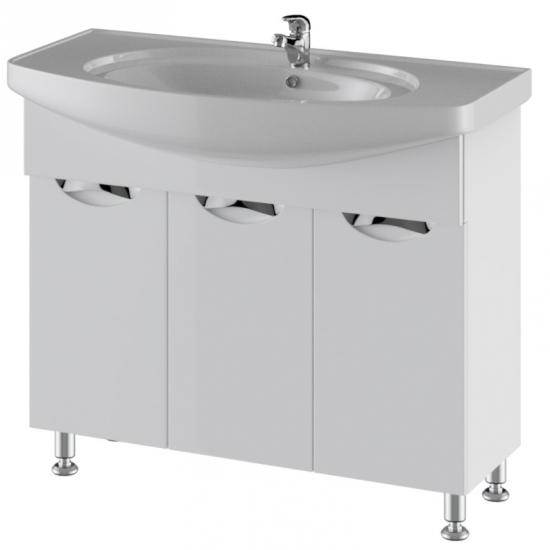 Тумба с раковиной AURA Люкс 100 напольная, белая