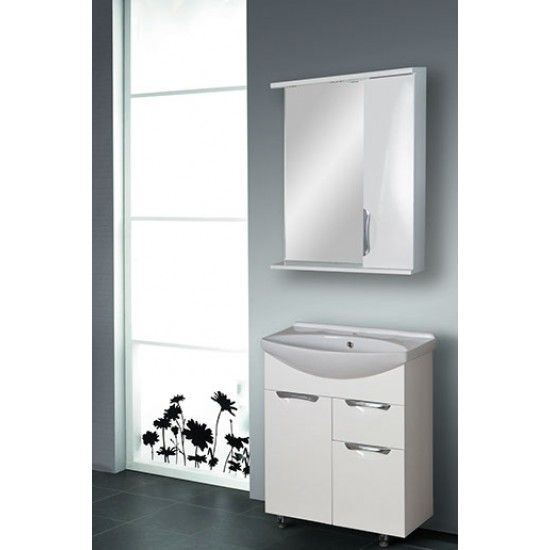 Тумба с раковиной AURA Люкс 70-1 напольная, белая