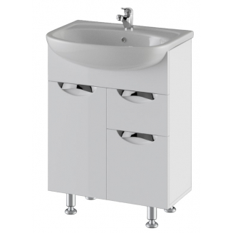 Тумба с раковиной AURA Люкс 75-1 напольная, белая