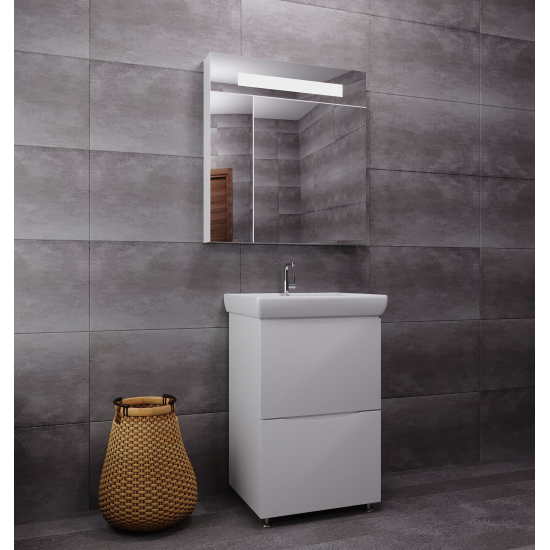 Тумба с раковиной AURA Палермо 60-2 напольная, белая