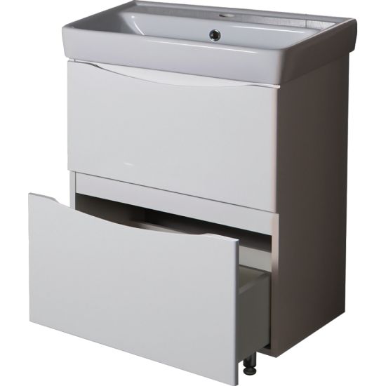 Тумба с раковиной AURA Палермо 60-2 напольная, белая