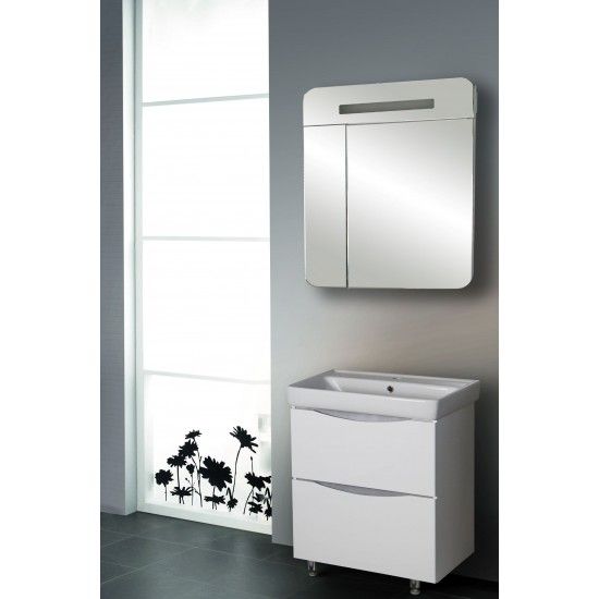 Тумба с раковиной AURA Палермо 70-2 напольная, белая