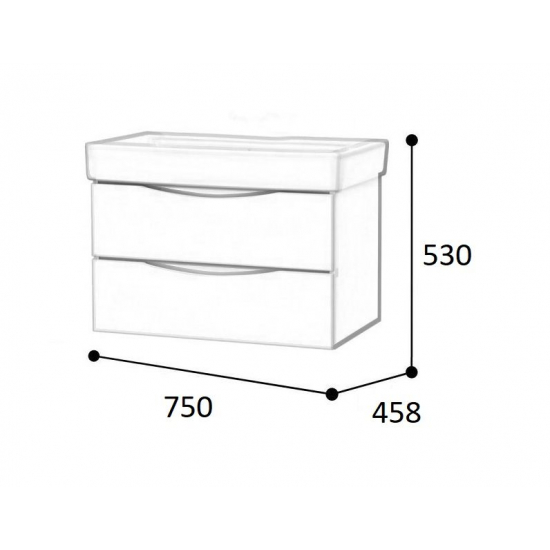 Тумба с раковиной AURA Палермо 80-2 пд подвесная, белая