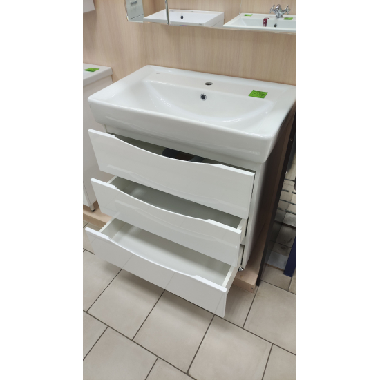 Тумба с раковиной AURA Палермо 80-3 напольная, белая