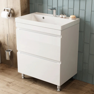 Тумба с раковиной AURA Сантельмо 60-2 напольная, белая