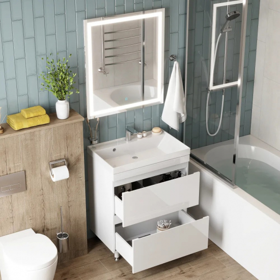 Тумба с раковиной AURA Сантельмо 60-2 напольная, белая