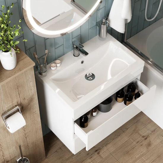 Тумба с раковиной AURA Сантельмо 60-2 пд подвесная, белая