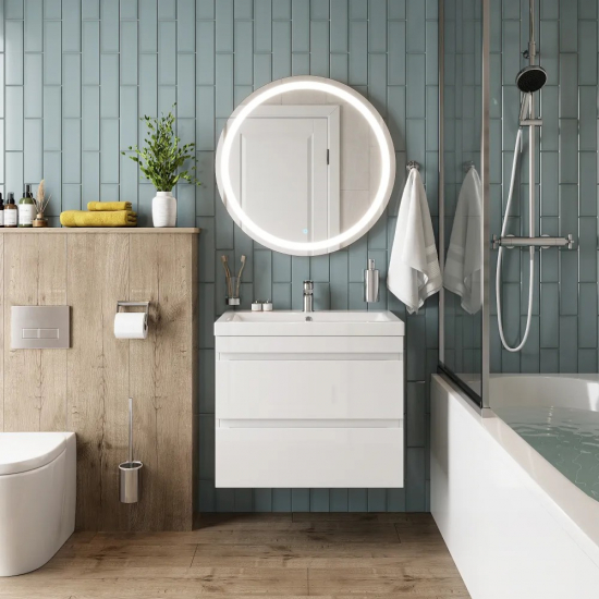 Тумба с раковиной AURA Сантельмо 70-2 пд подвесная, белая