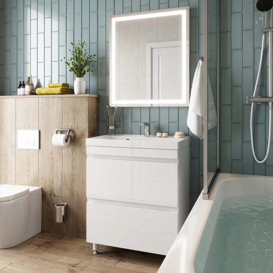 Тумба с раковиной AURA Сантельмо 80-2 напольная, белая