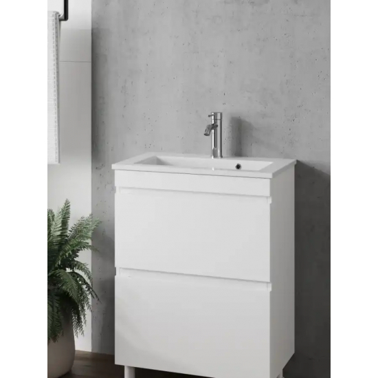 Тумба с раковиной AURA Сантельмо Слим 50-2 напольная, белая