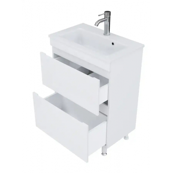 Тумба с раковиной AURA Сантельмо Слим 50-2 напольная, белая