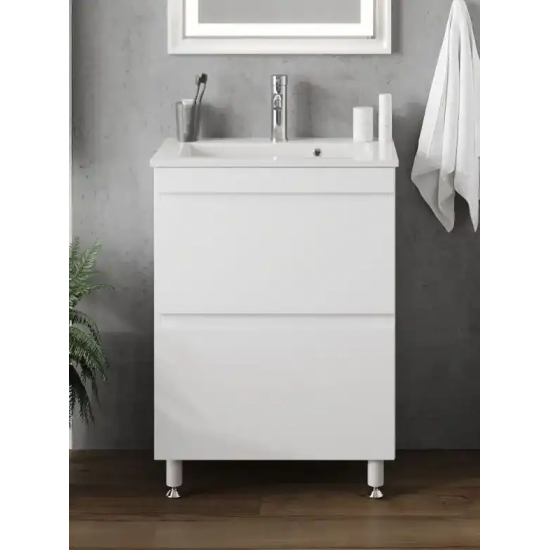 Тумба с раковиной AURA Сантельмо Слим 50-2 напольная, белая