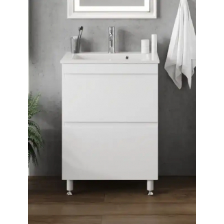 Тумба с раковиной AURA Сантельмо Слим 60-2 напольная, белая