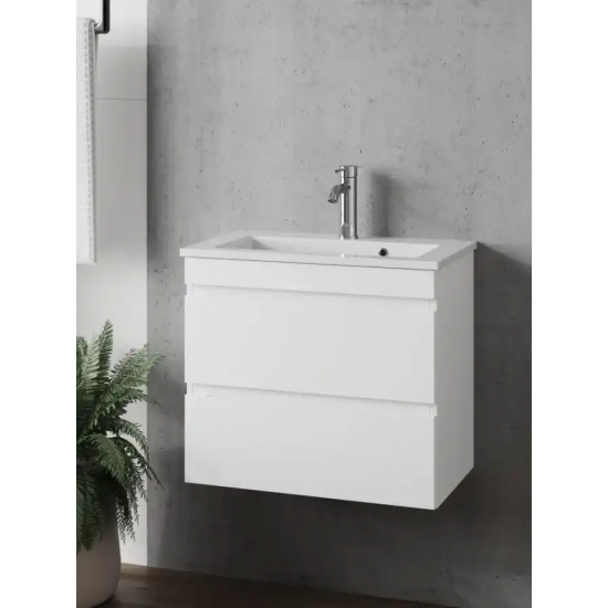 Тумба с раковиной AURA Сантельмо Слим 60-2 пд подвесная, белая