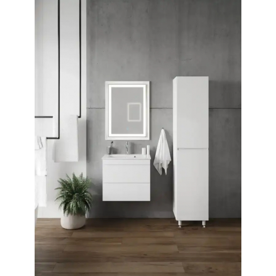 Тумба с раковиной AURA Сантельмо Слим 60-2 пд подвесная, белая