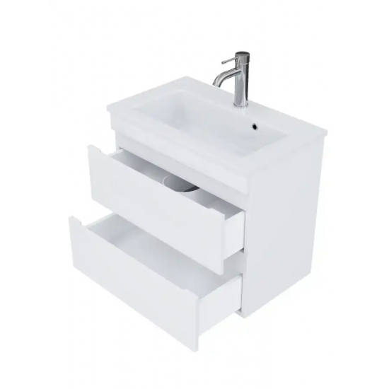 Тумба с раковиной AURA Сантельмо Слим 60-2 пд подвесная, белая