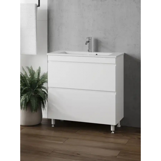 Тумба с раковиной AURA Сантельмо Слим 70-2 напольная, белая