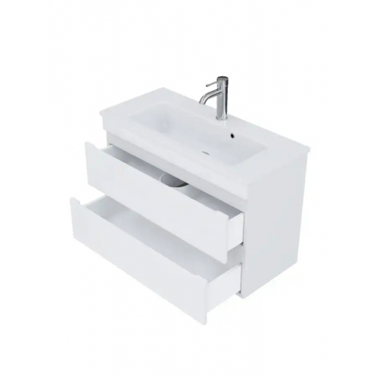 Тумба с раковиной AURA Сантельмо Слим 70-2 пд подвесная, белая