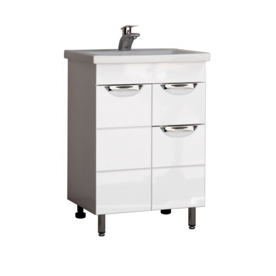 Тумба с раковиной AURA Техно 60-1 напольная, белая