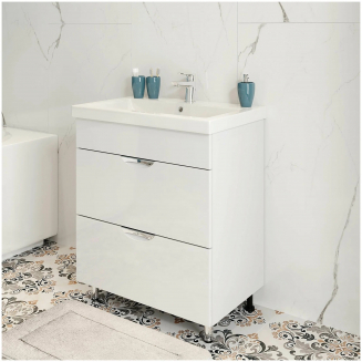 Тумба с раковиной AURA Техно 60-2 напольная, белая