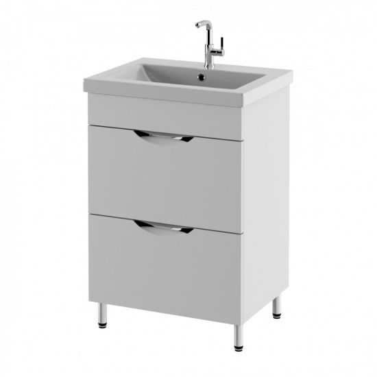 Тумба с раковиной AURA Техно 60-2 напольная, белая